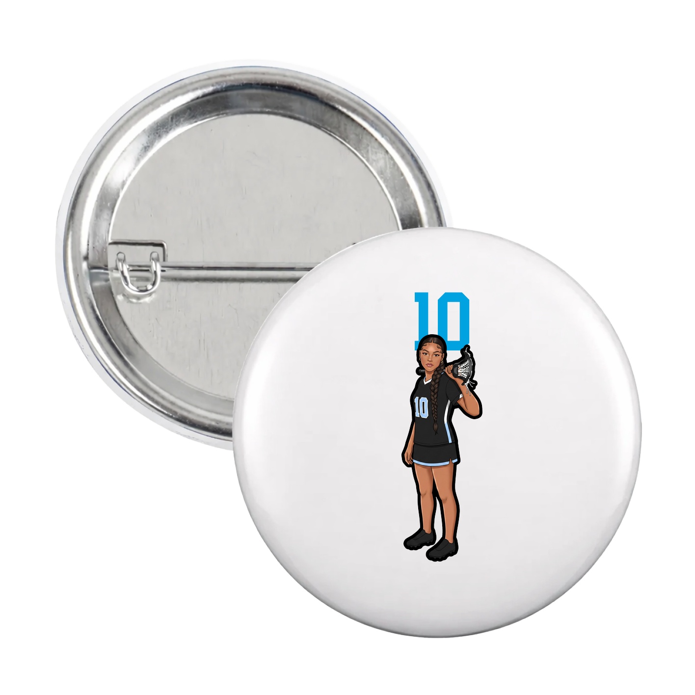 Game Day Button — Number Top in White