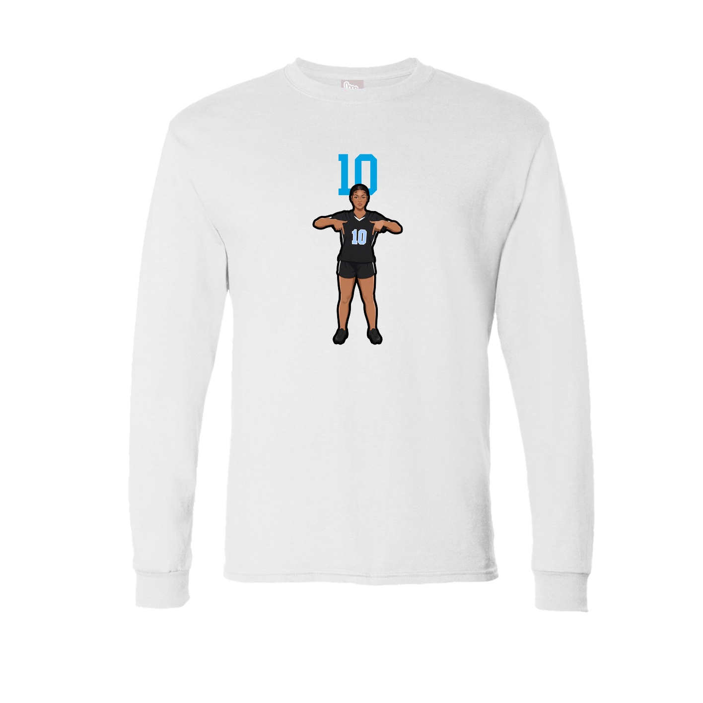Long Sleeve Tee — Number Top in White