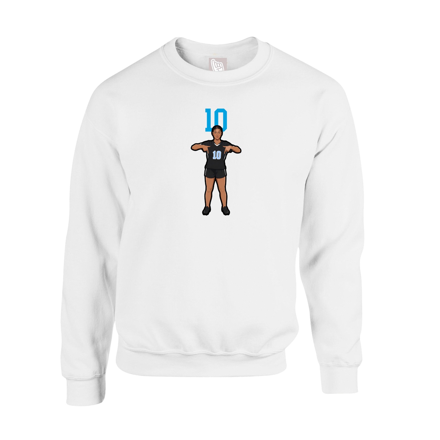 Fleece Crew — Number Top in White