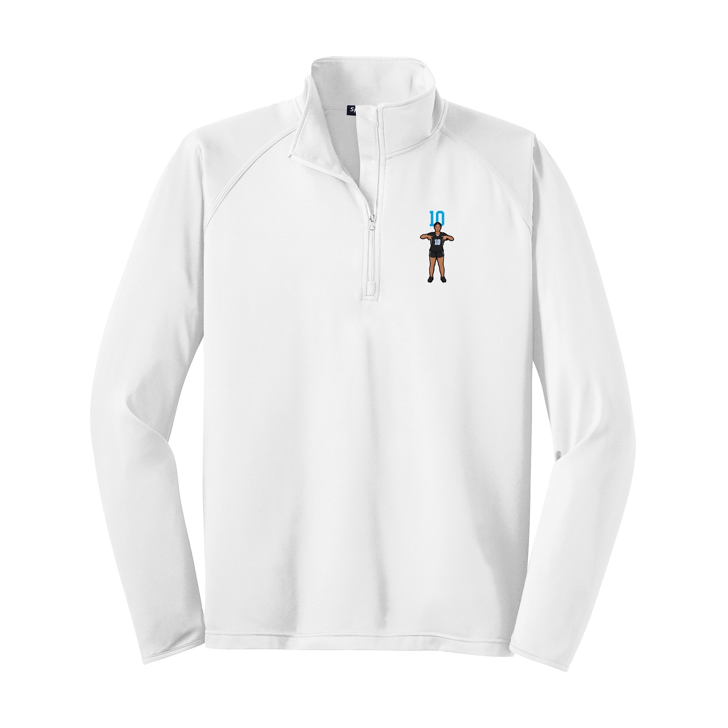 Q-Zip Pullover — Number Top in White