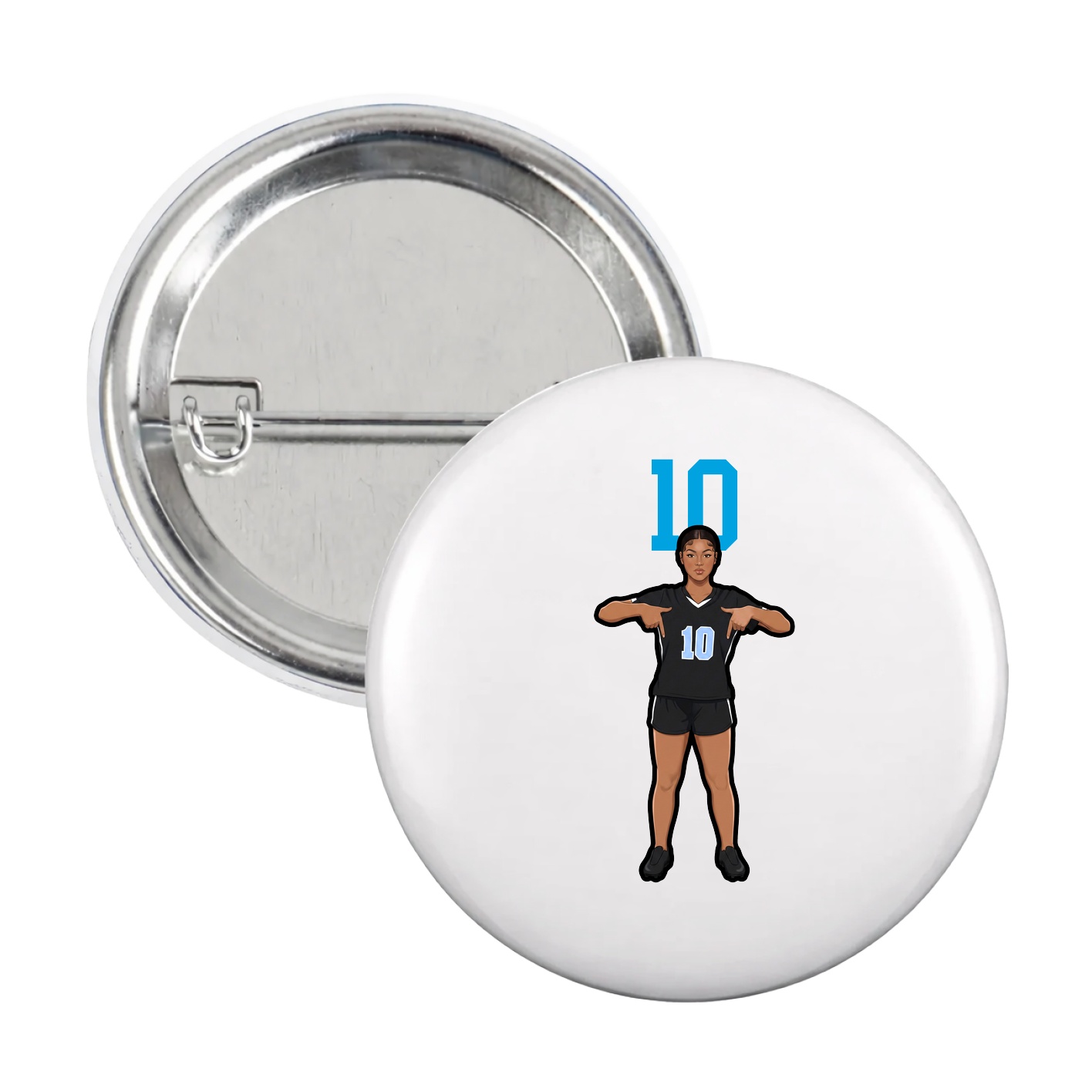 Game Day Button — Number Top in White