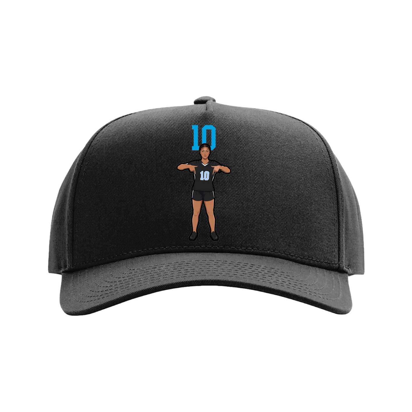 Full Fabric Five-Panel Champ Cap — Number Top in Black