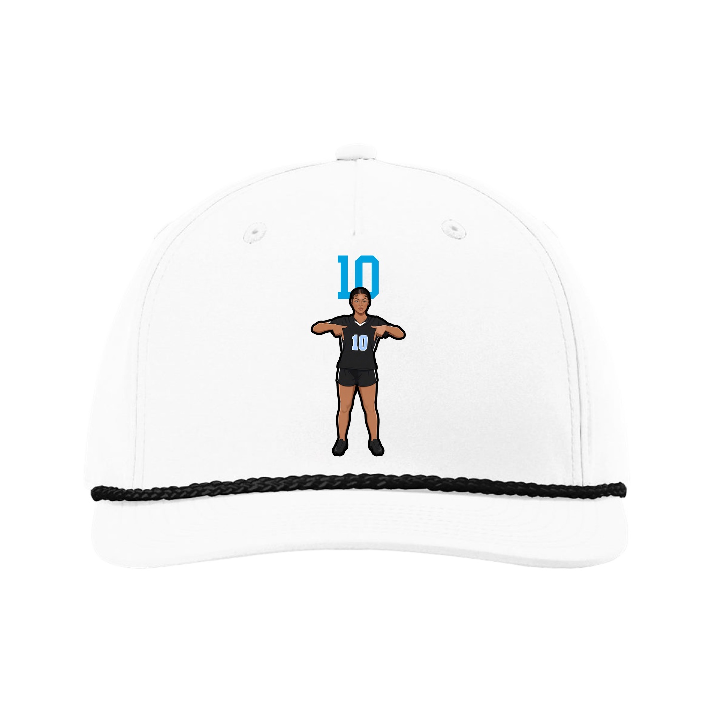 Five-Panel Classic Rope Cap — Number Top in White