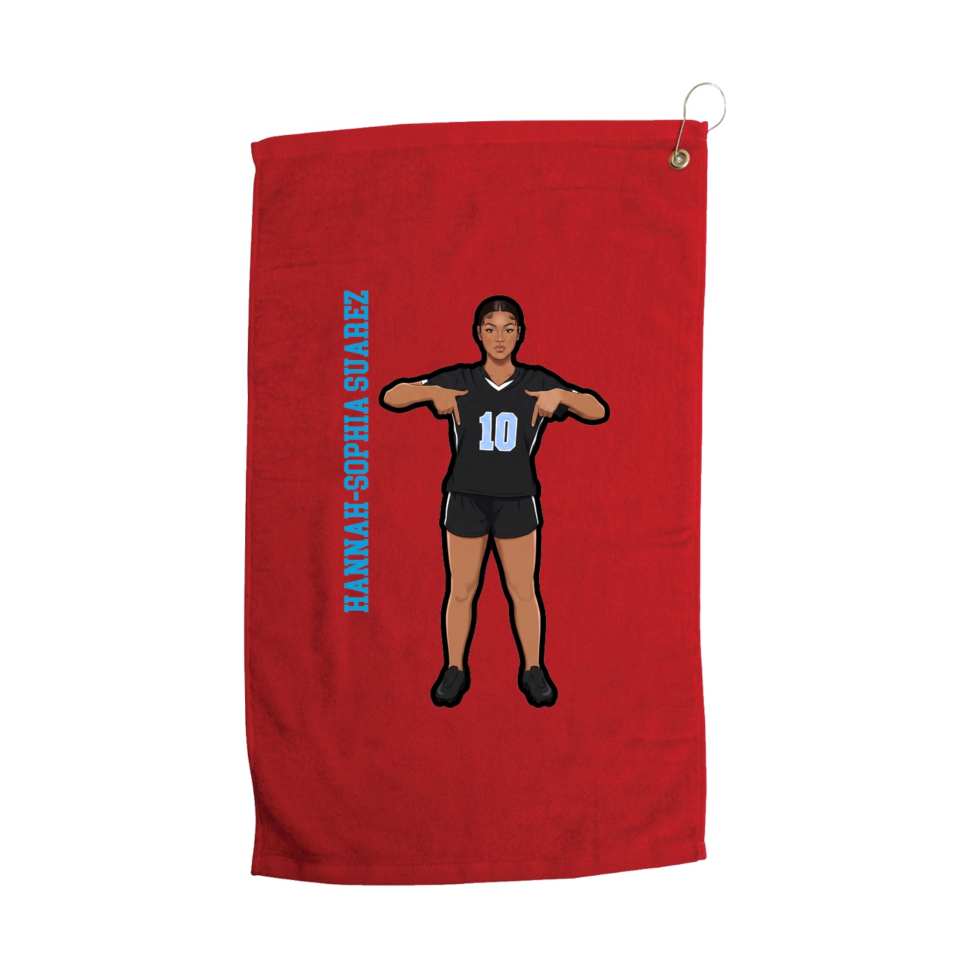 Golf Towel — Name Vertical in Red