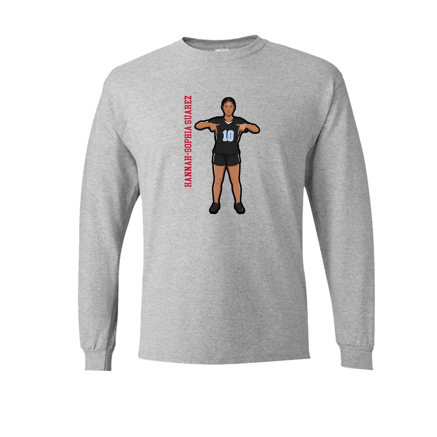Long Sleeve Tee — Name Vertical in Grey