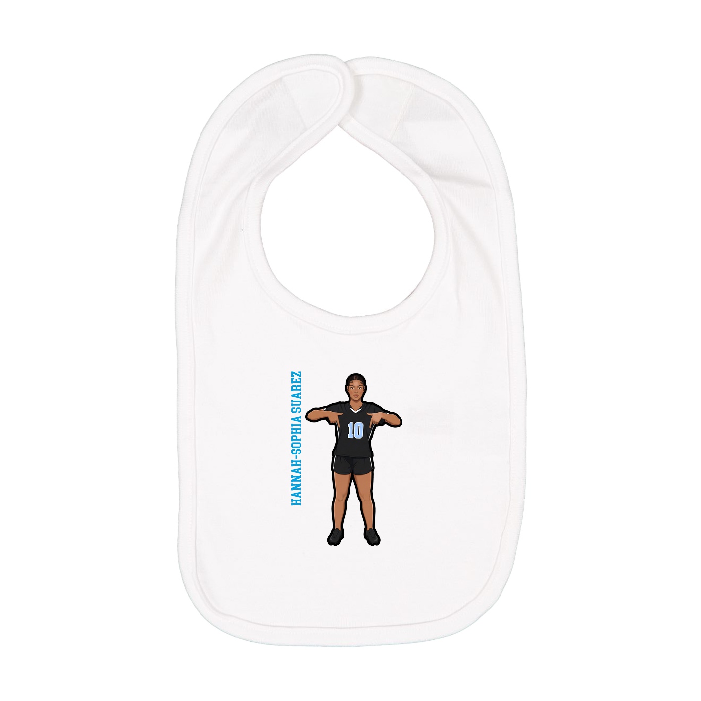 Infant Bib — Name Vertical in White