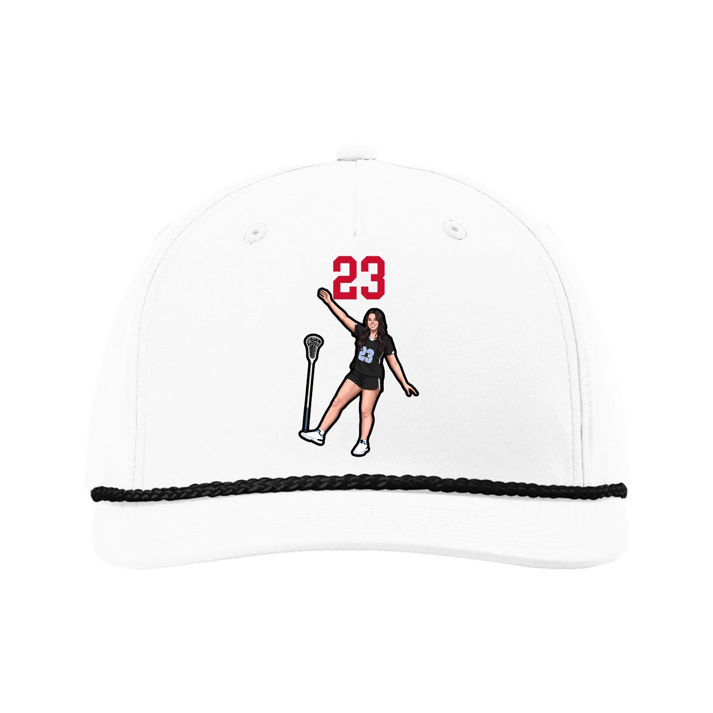 Five-Panel Classic Rope Cap — Number Top in White