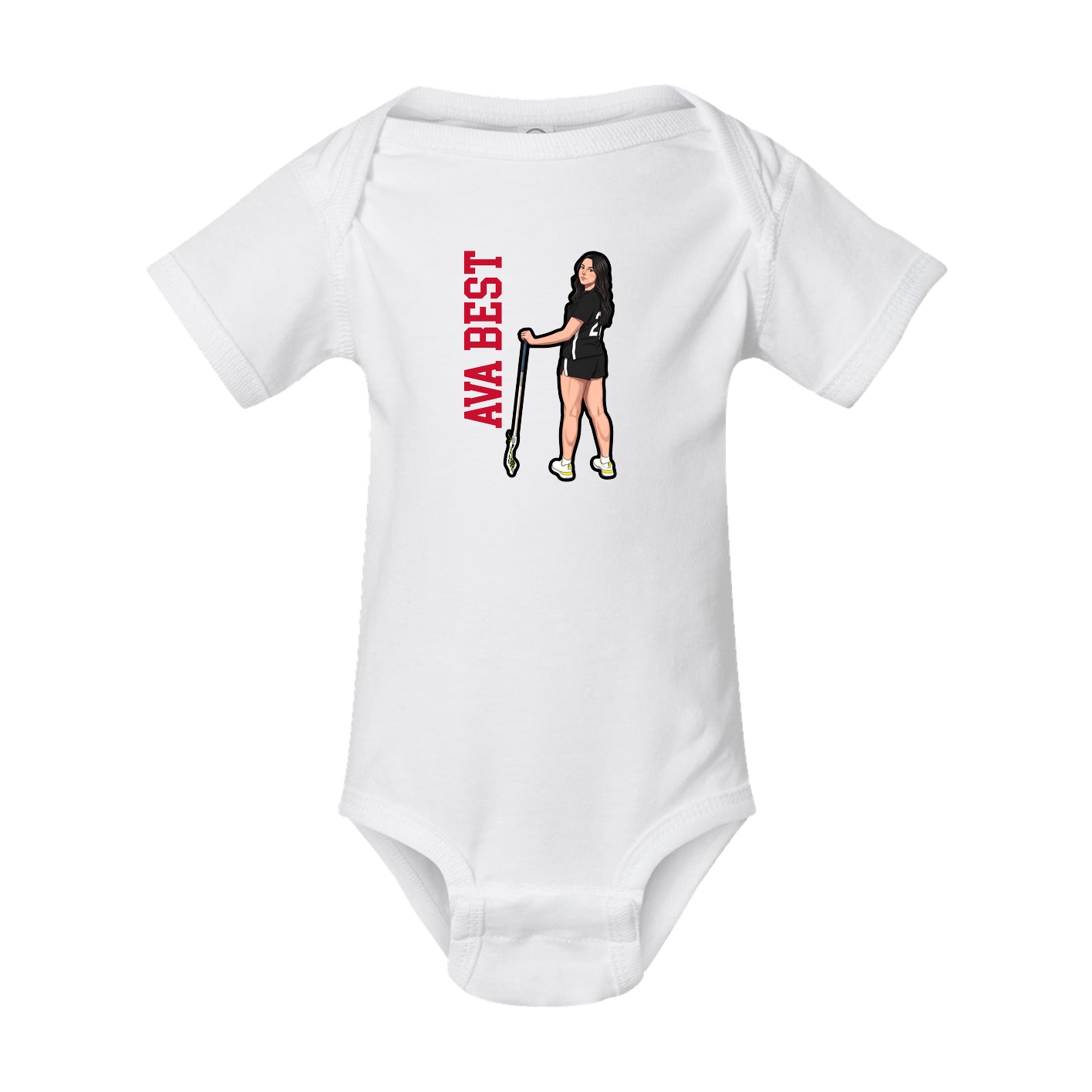 Baby Onesie — Name Vertical in White