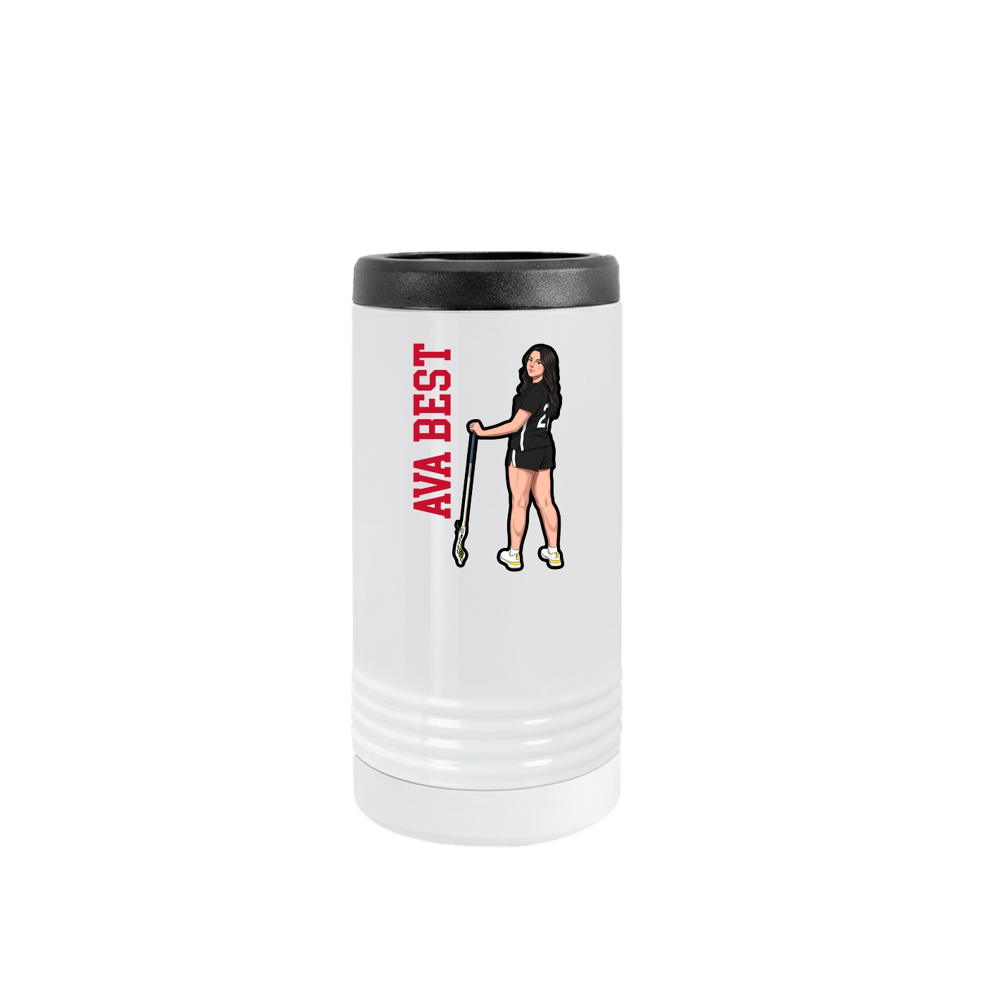 Slim Beverage Holder — Name Vertical in White