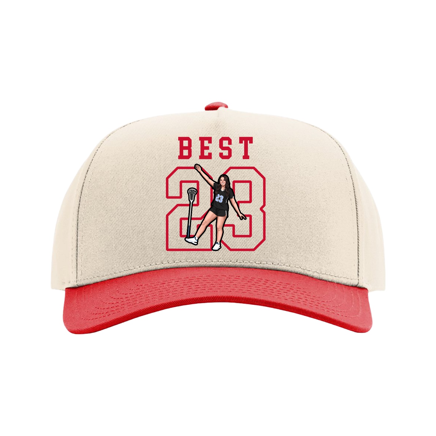 Full Fabric Five-Panel Champ Cap — Shirsey in Cream/Red