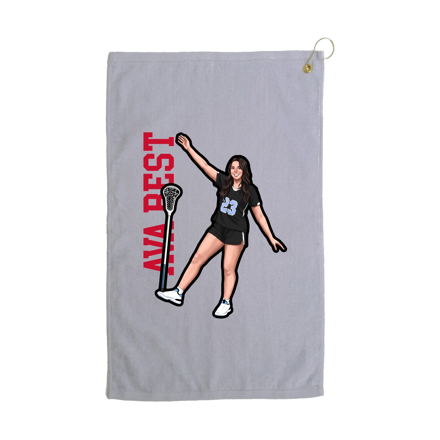 Golf Towel — Name Vertical in Grey
