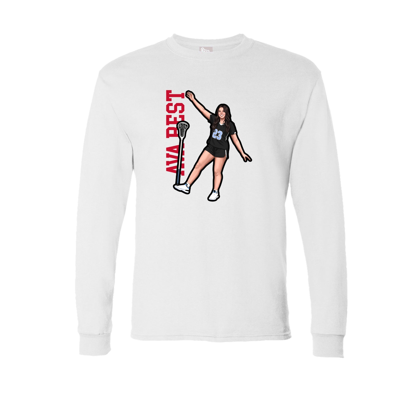 Long Sleeve Tee — Name Vertical in White