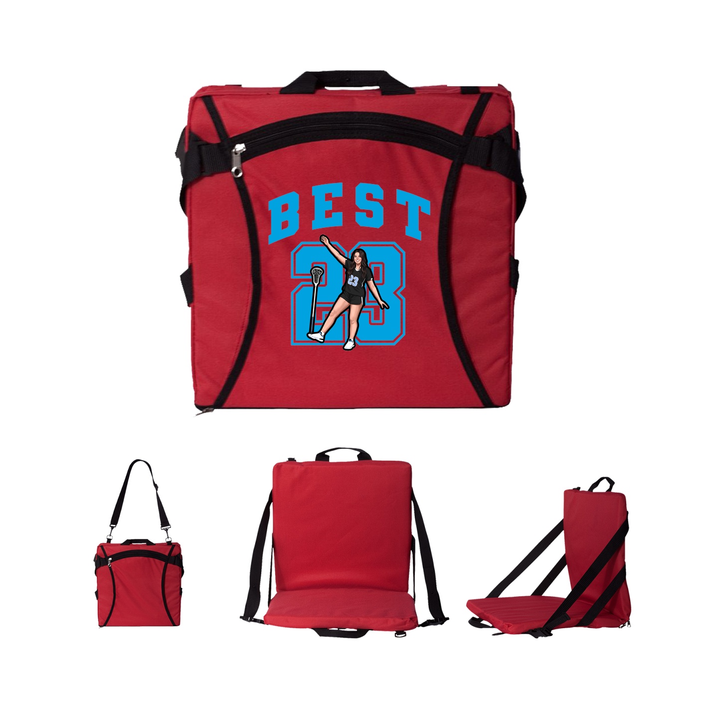 Folding Stadium Seat — Number in Red