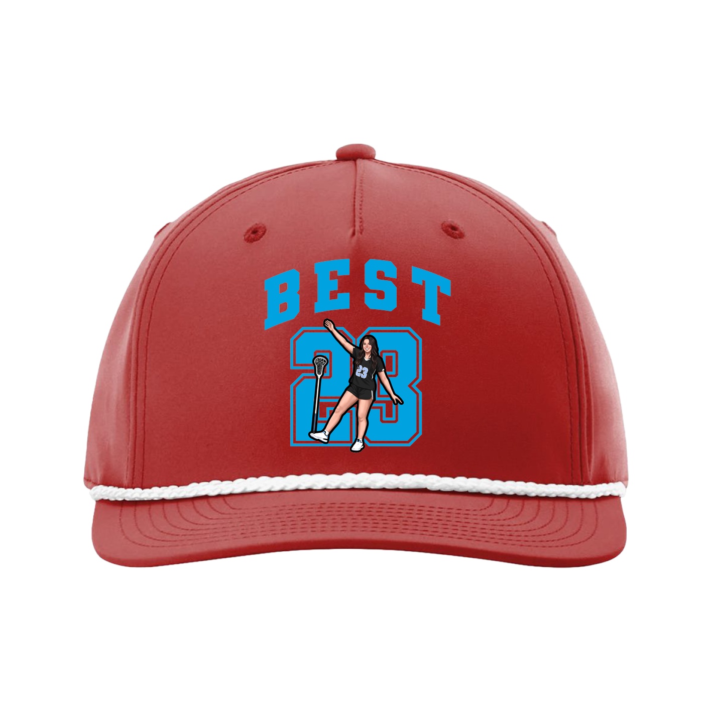 Five-Panel Classic Rope Cap — Number in Red