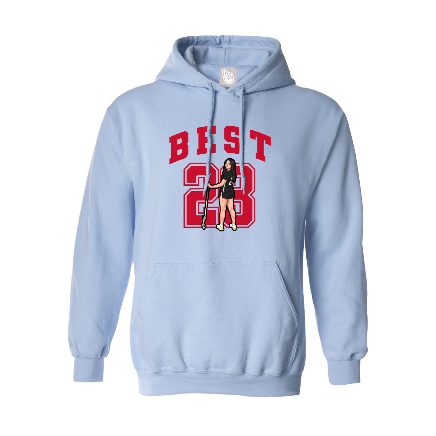Hoodie — Number in Light Blue