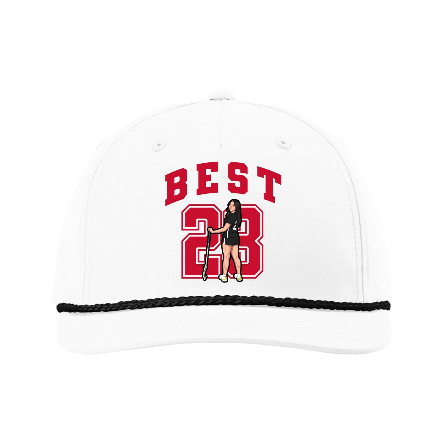 Five-Panel Classic Rope Cap — Number in White