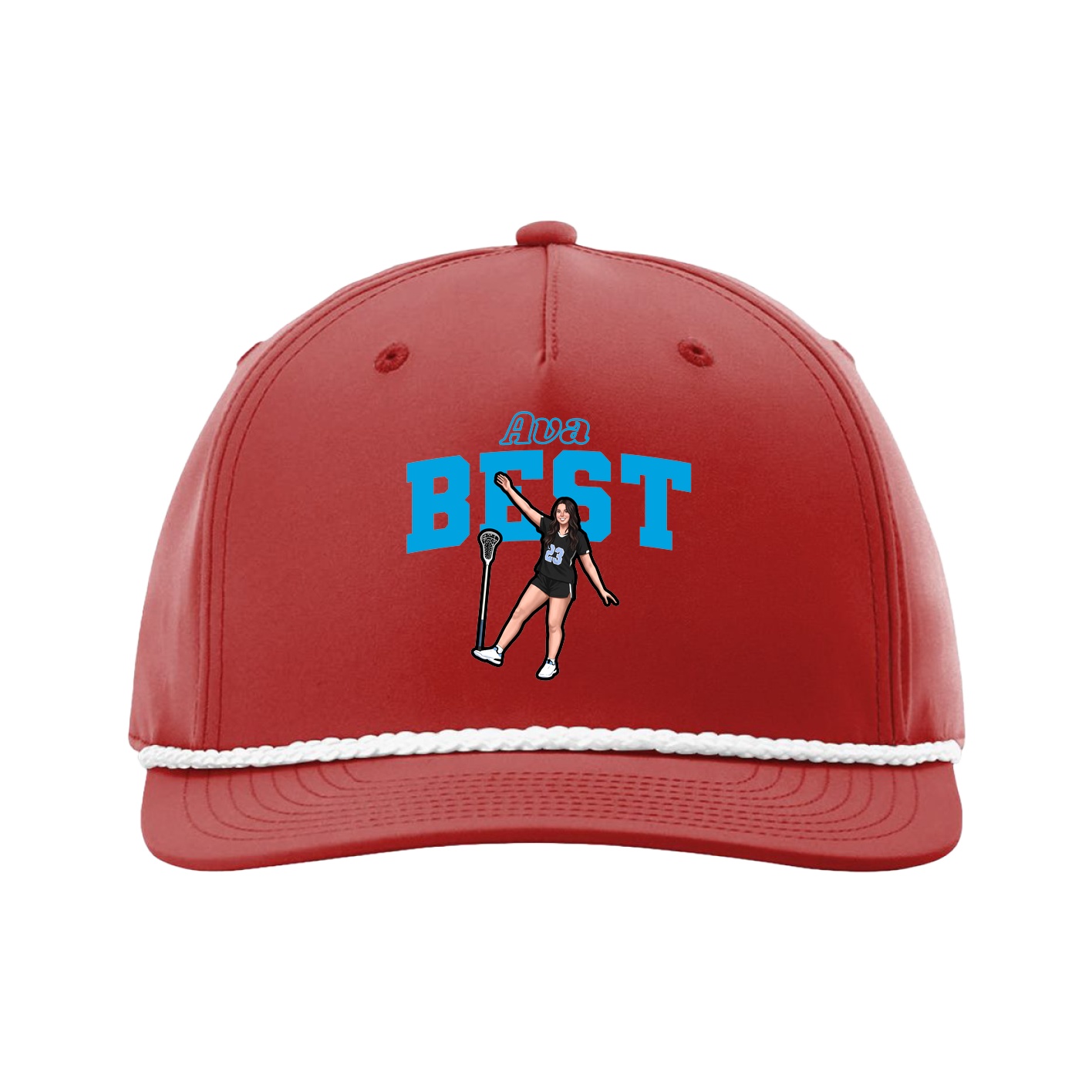 Five-Panel Classic Rope Cap — Name Arch in Red