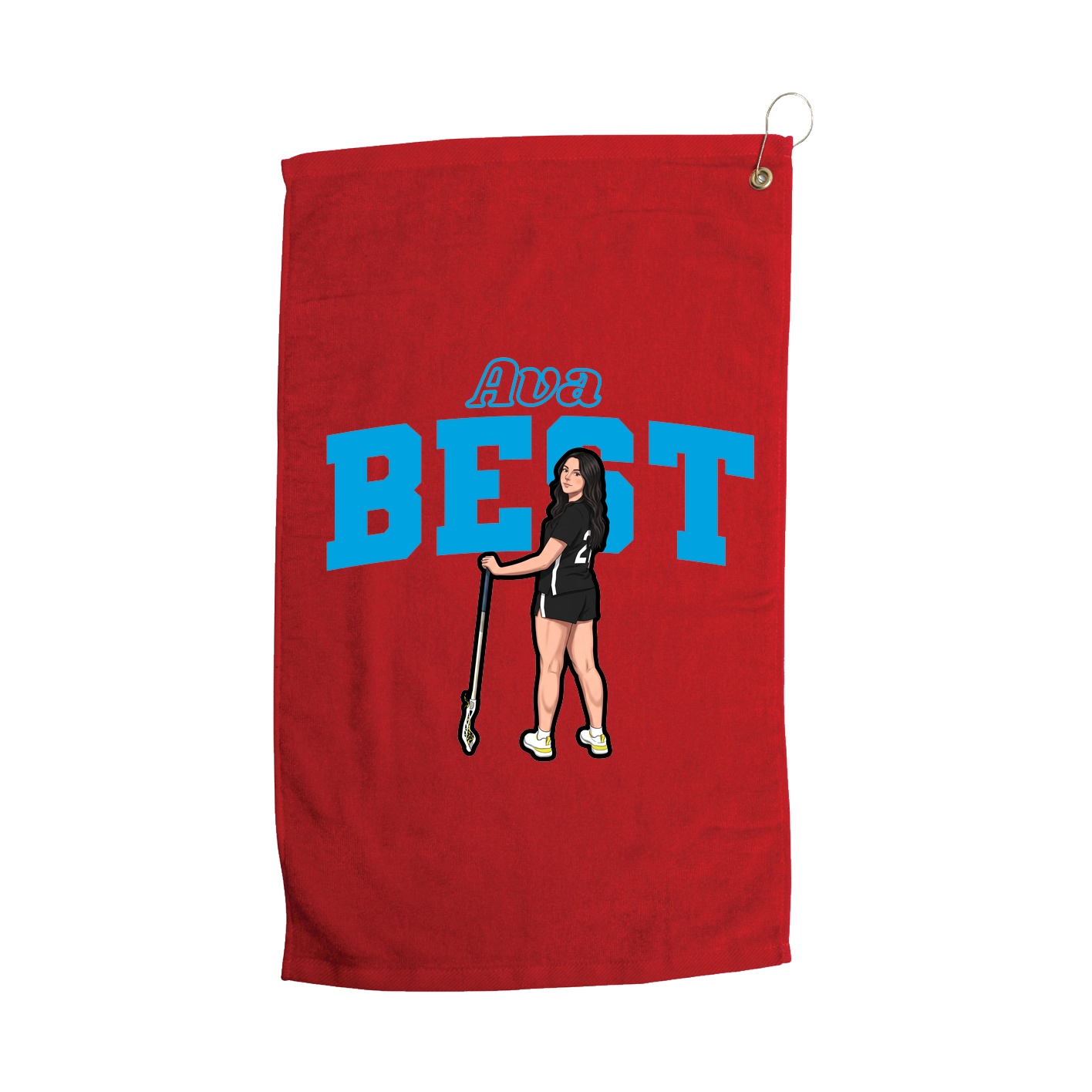 Golf Towel — Name Arch in Red