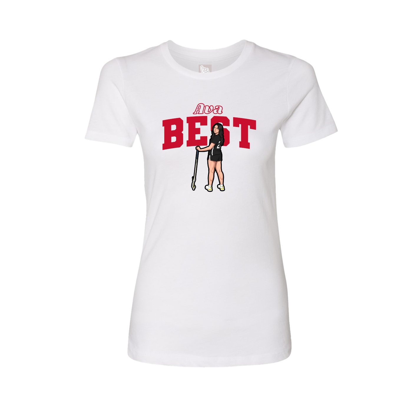 Fitted Women's Tee — Name Arch in White