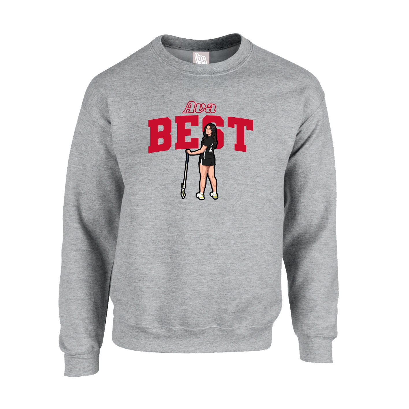 Fleece Crew — Name Arch in Grey