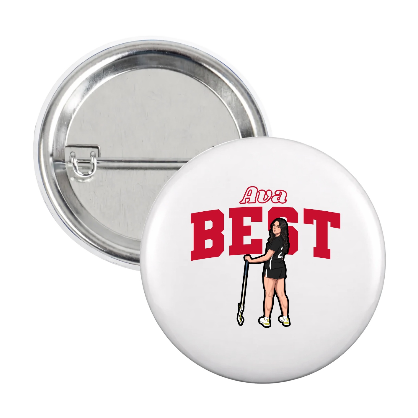 Game Day Button — Name Arch in White
