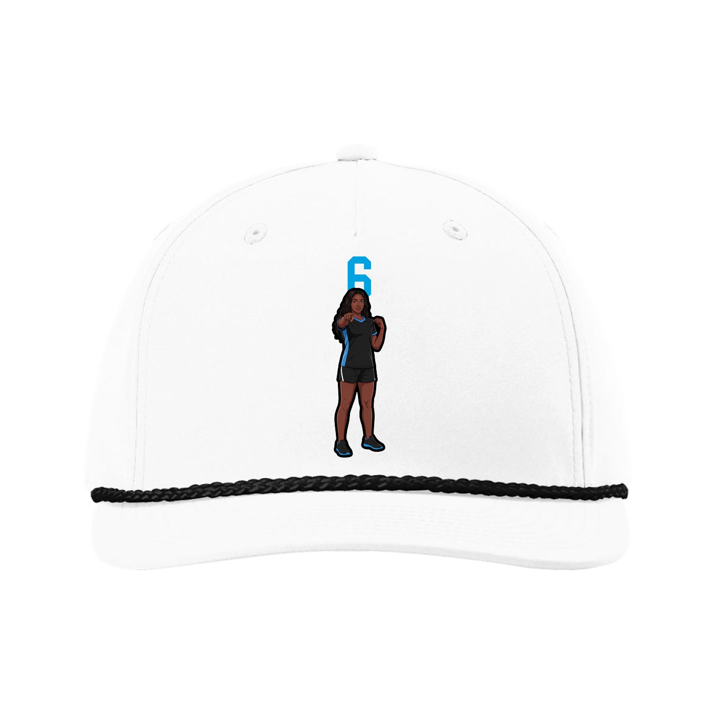Five-Panel Classic Rope Cap — Number Top in White