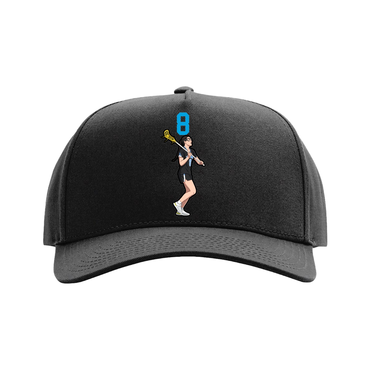 Full Fabric Five-Panel Champ Cap — Number Top in Black