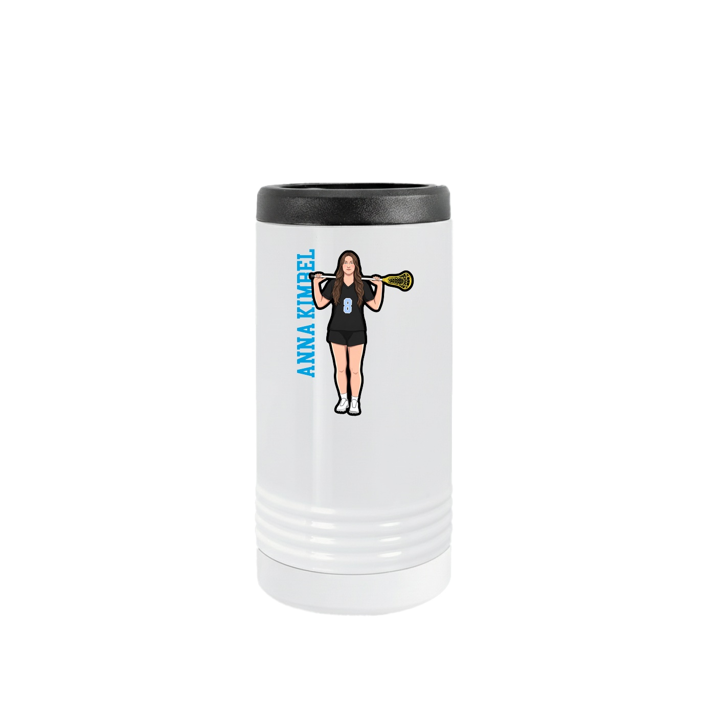 Slim Beverage Holder — Name Vertical in White