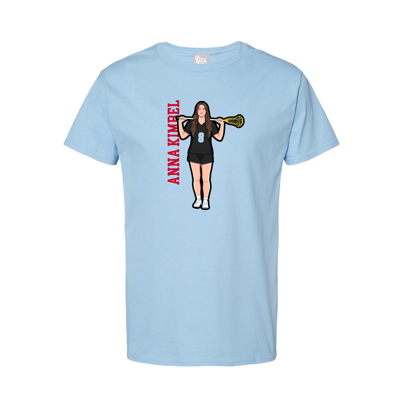 Tee — Name Vertical in Light Blue