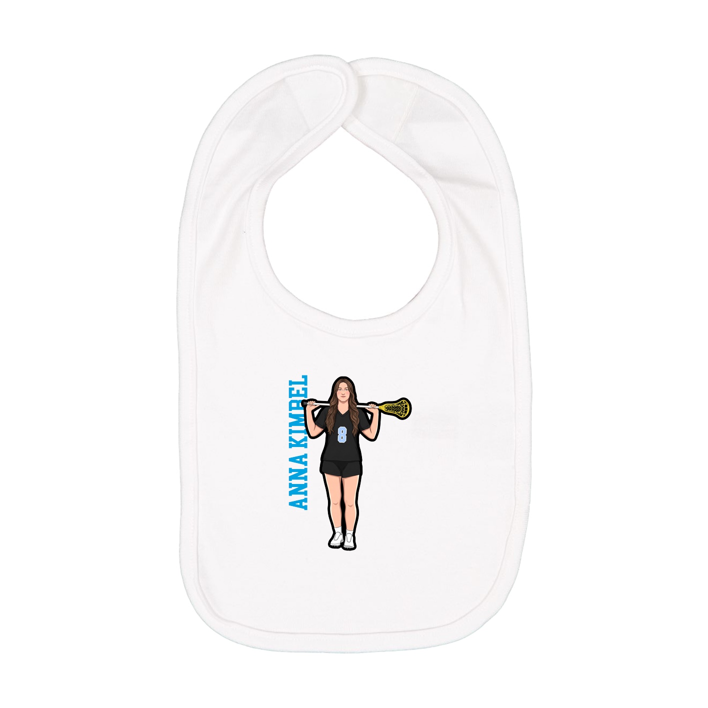 Infant Bib — Name Vertical in White