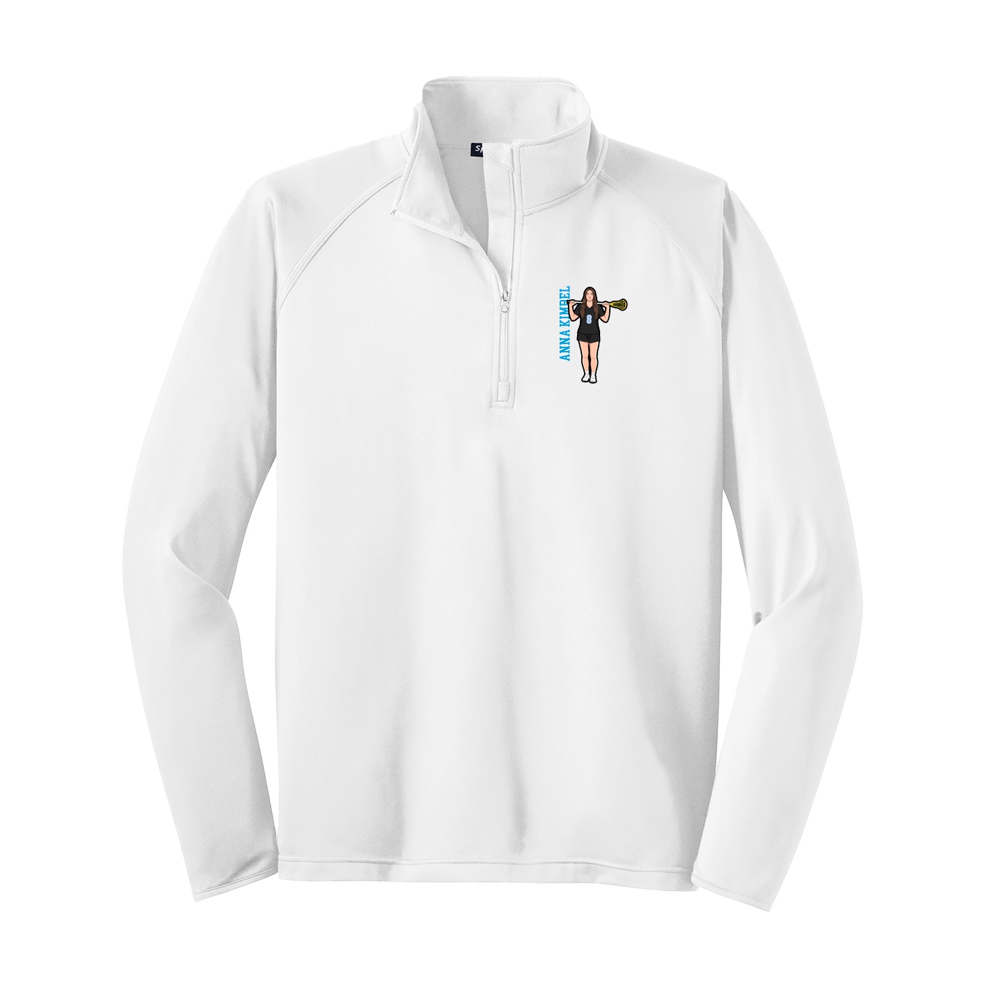 Q-Zip Pullover — Name Vertical in White