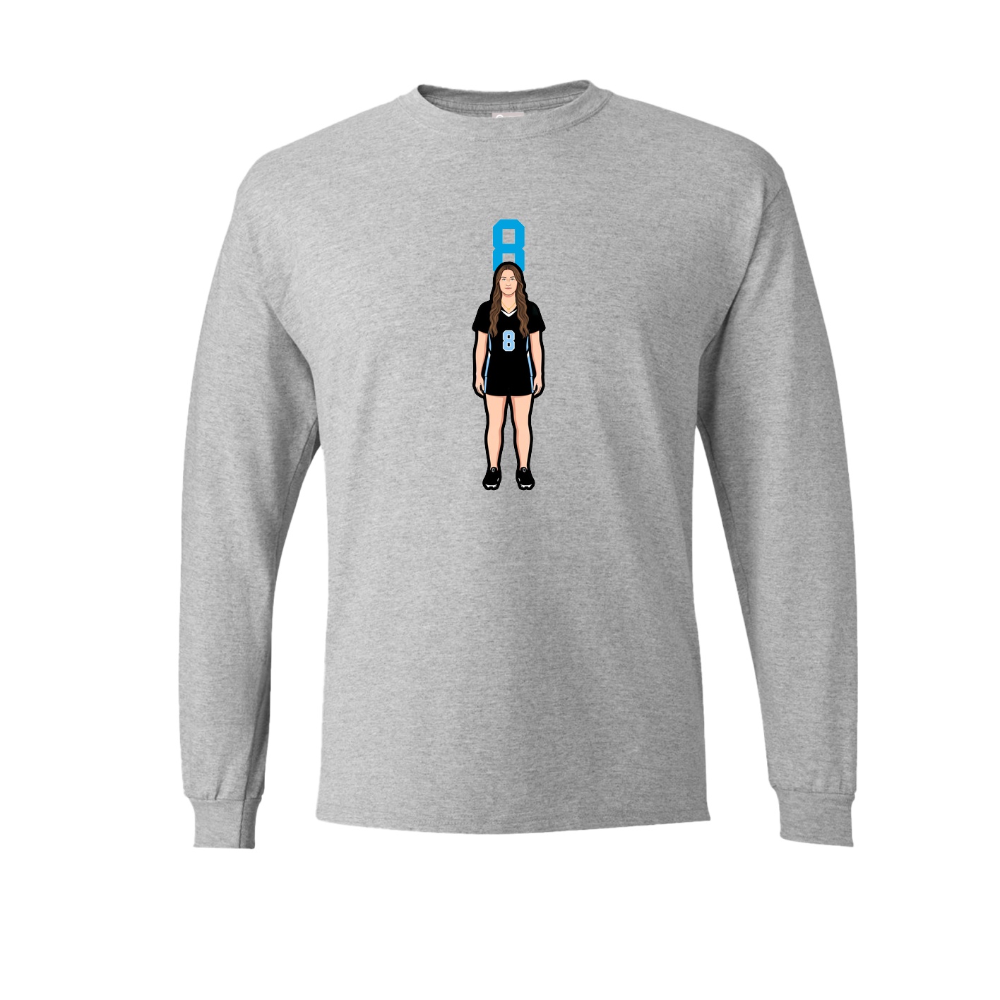 Long Sleeve Tee — Number Top in Grey
