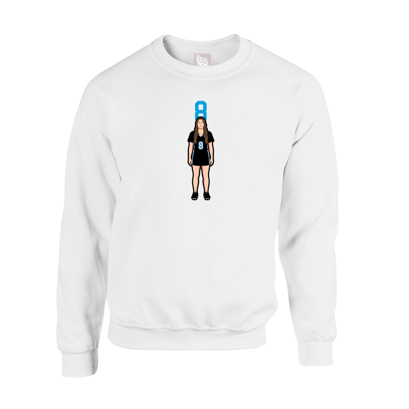 Fleece Crew — Number Top in White
