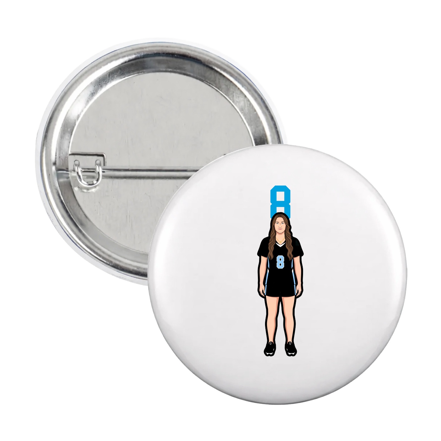 Game Day Button — Number Top in White