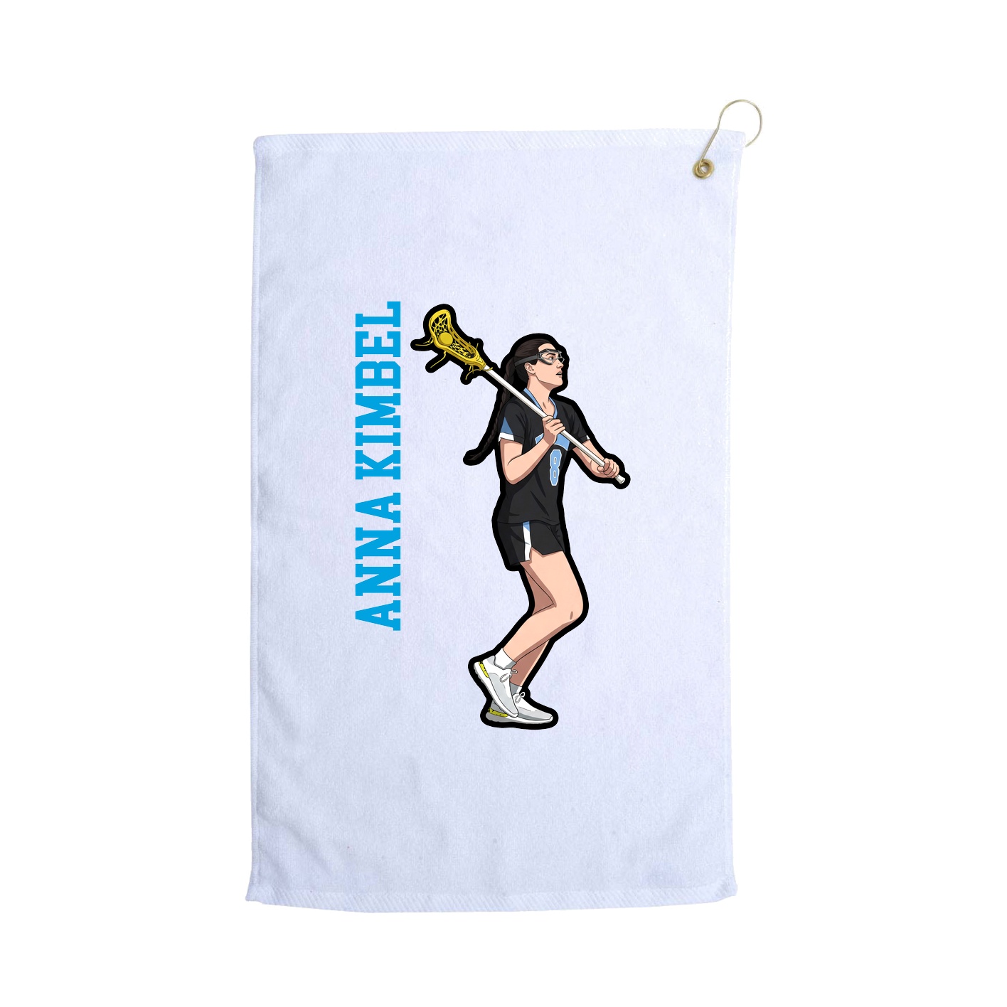 Golf Towel — Name Vertical in White