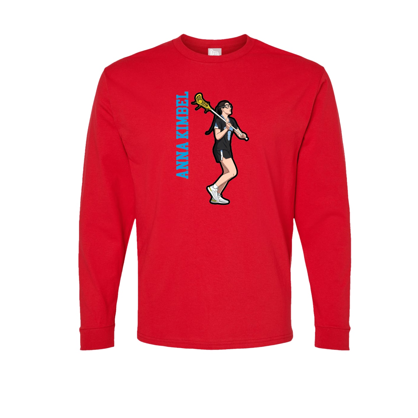 Long Sleeve Tee — Name Vertical in Red