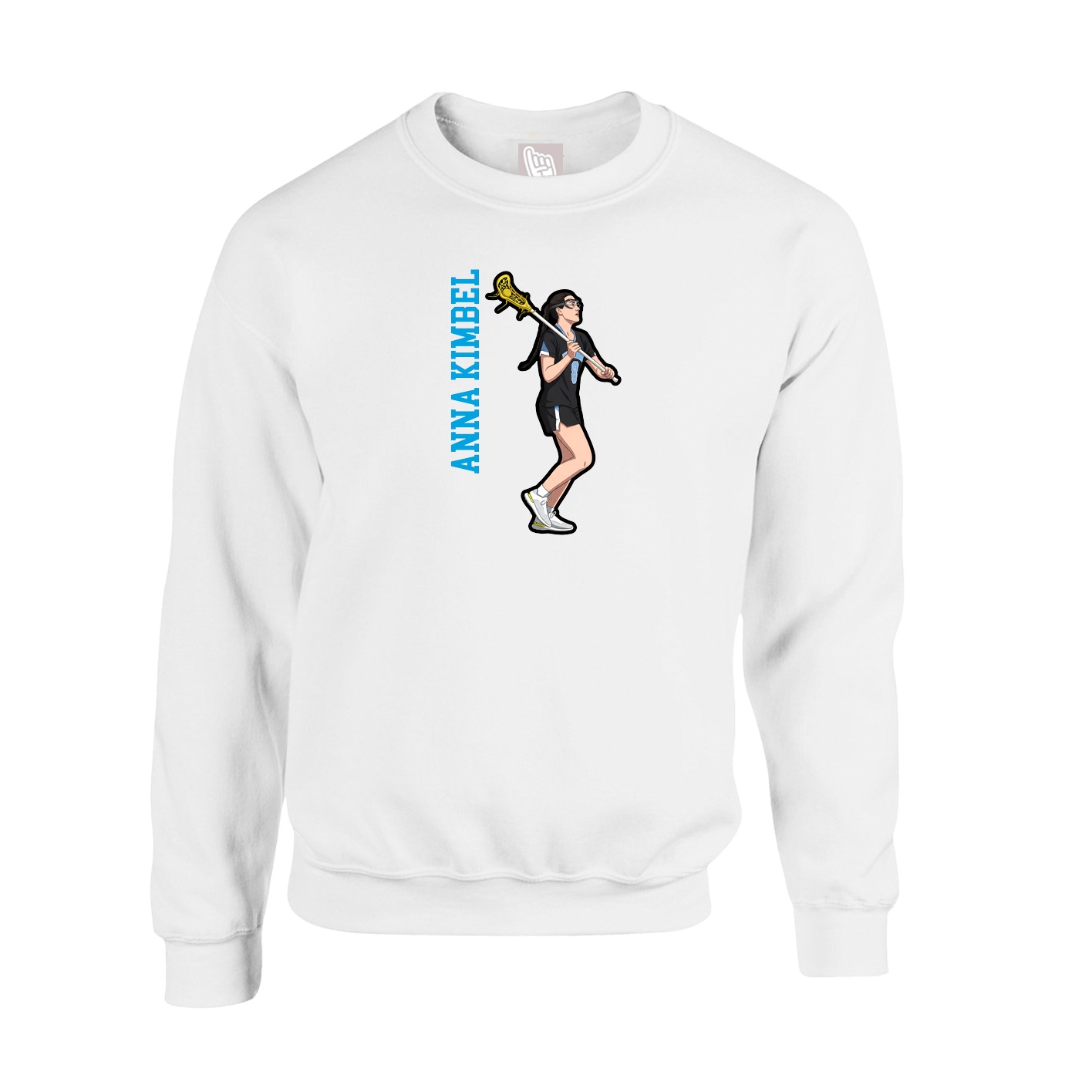 Fleece Crew — Name Vertical in White