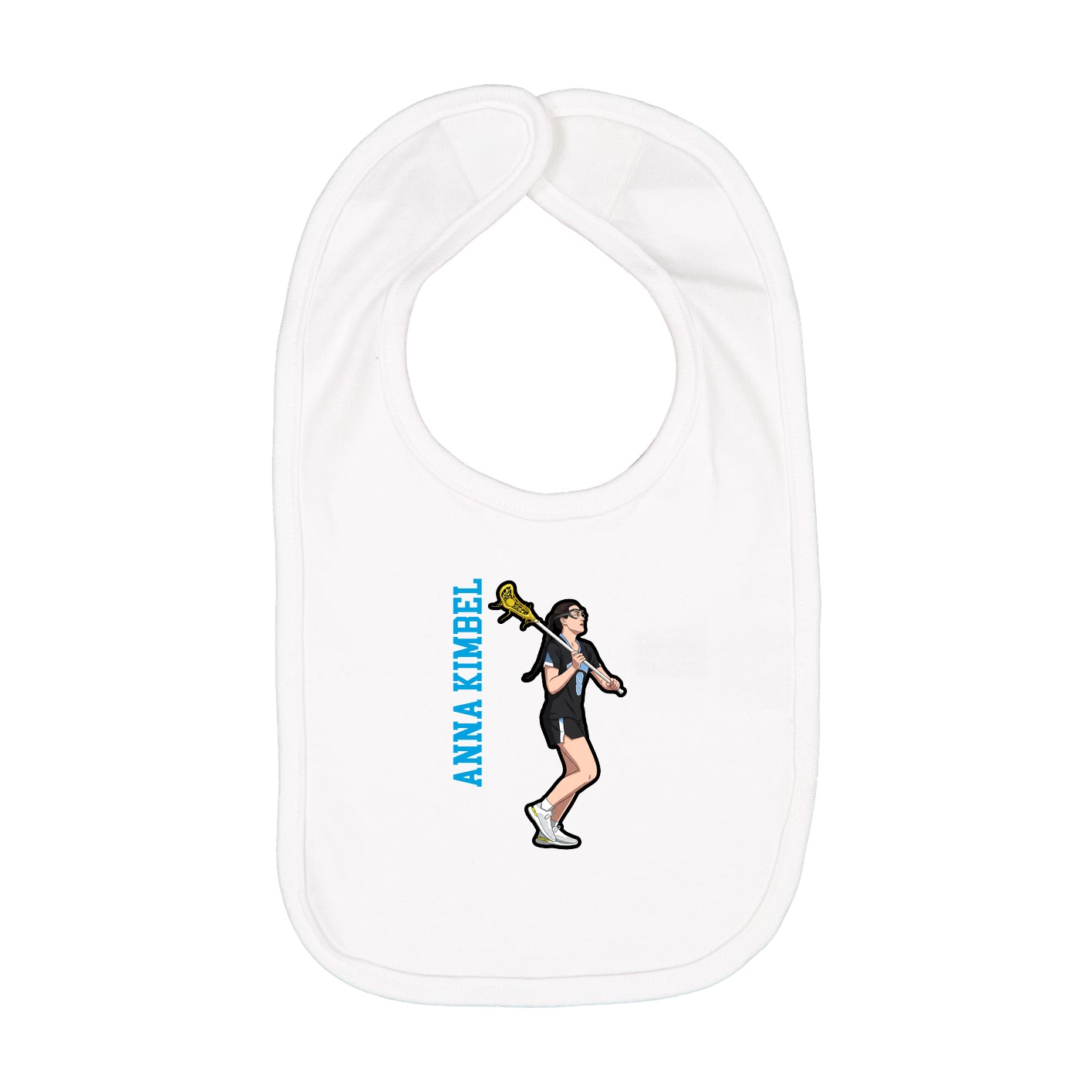 Infant Bib — Name Vertical in White