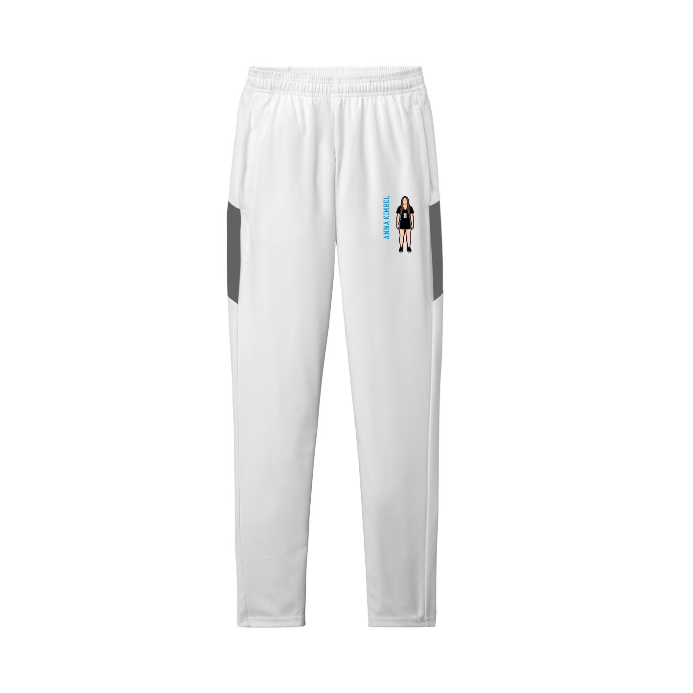 Team Travel Pant — Name Vertical in White/Grey