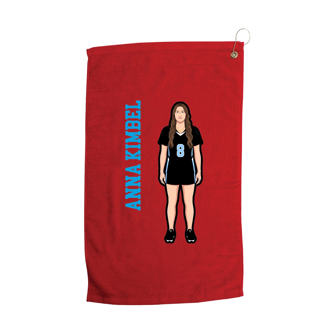 Golf Towel — Name Vertical in Red