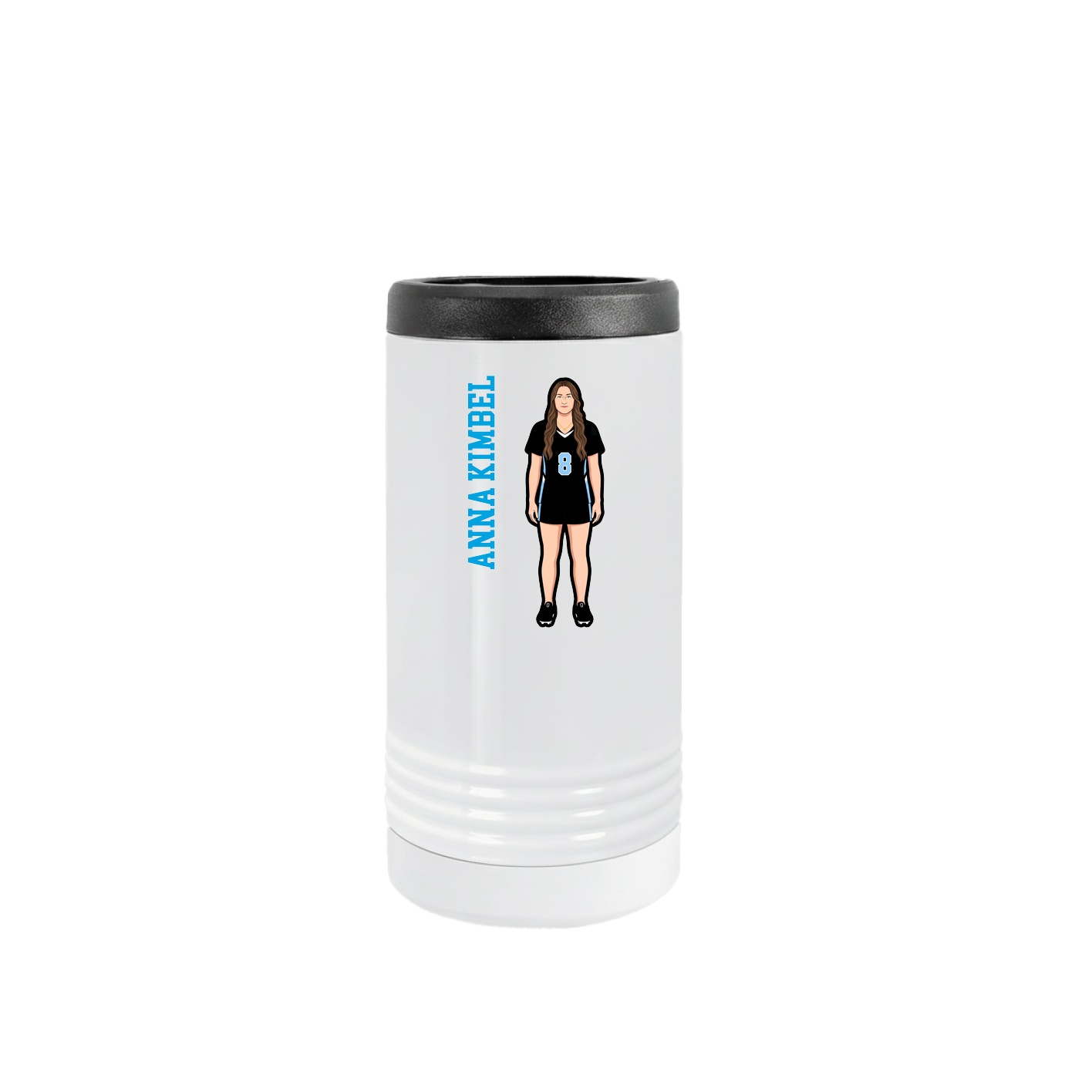 Slim Beverage Holder — Name Vertical in White
