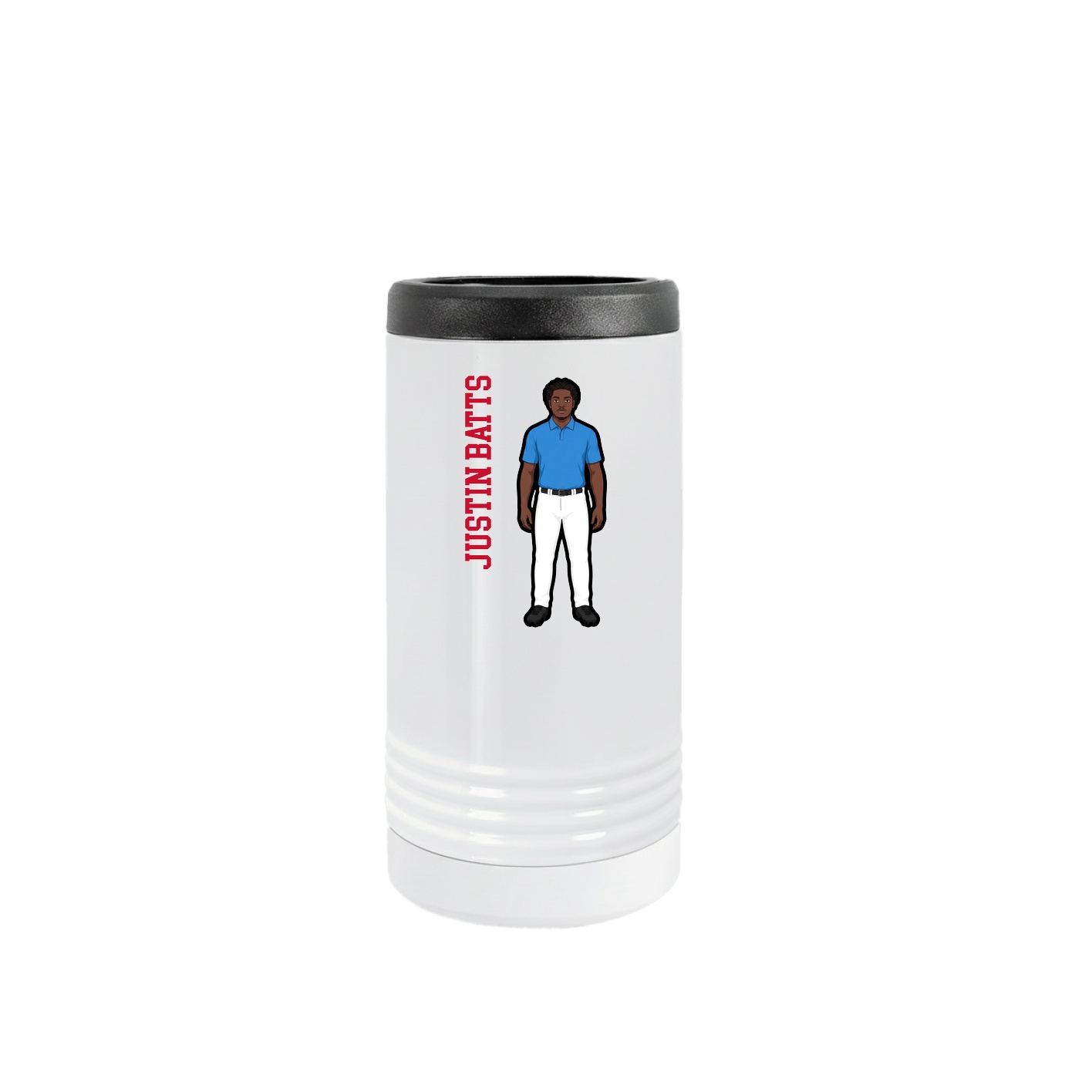 Slim Beverage Holder — Name Vertical in White