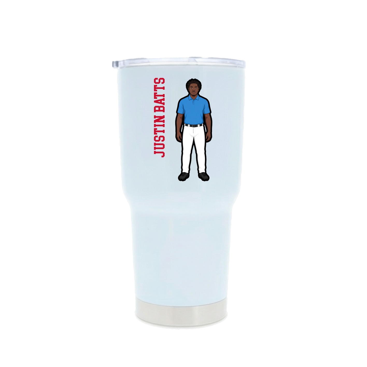 30oz Stainless Steel Tumbler — Name Vertical in White