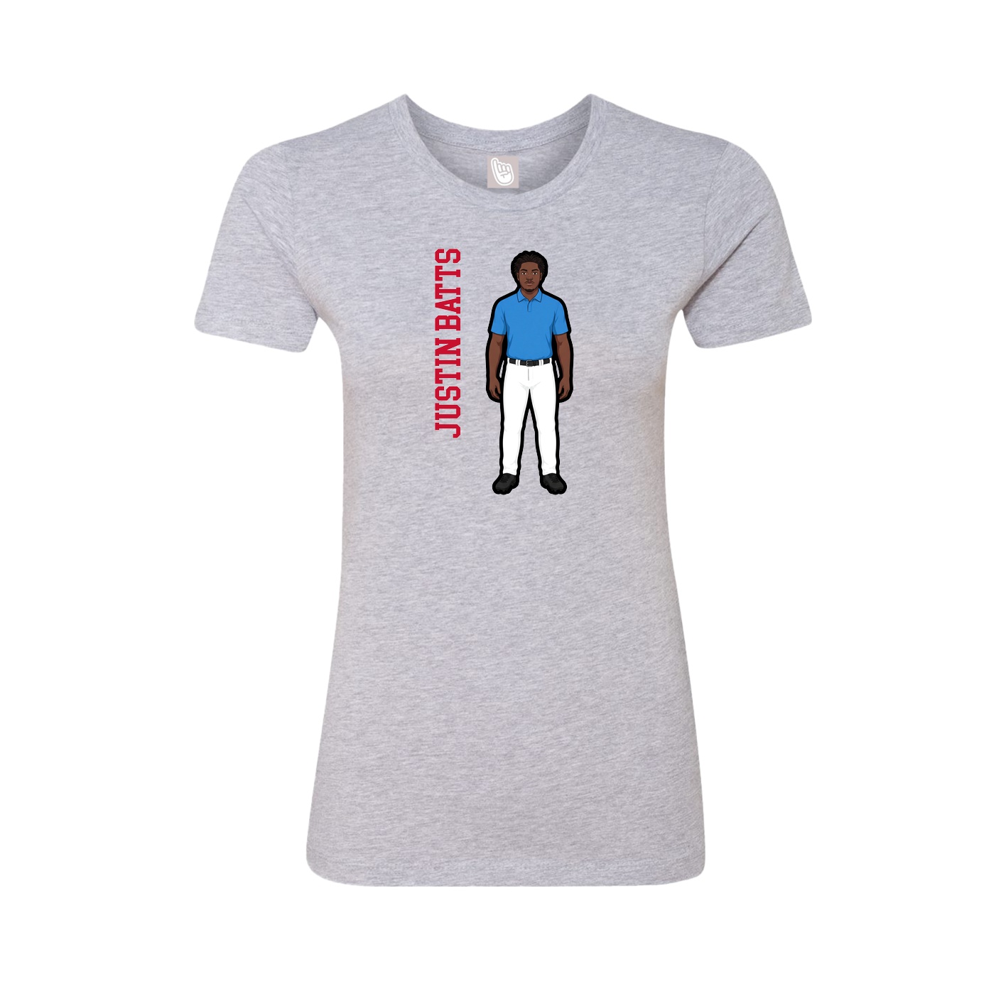 Womens Tee — Name Vertical in Grey