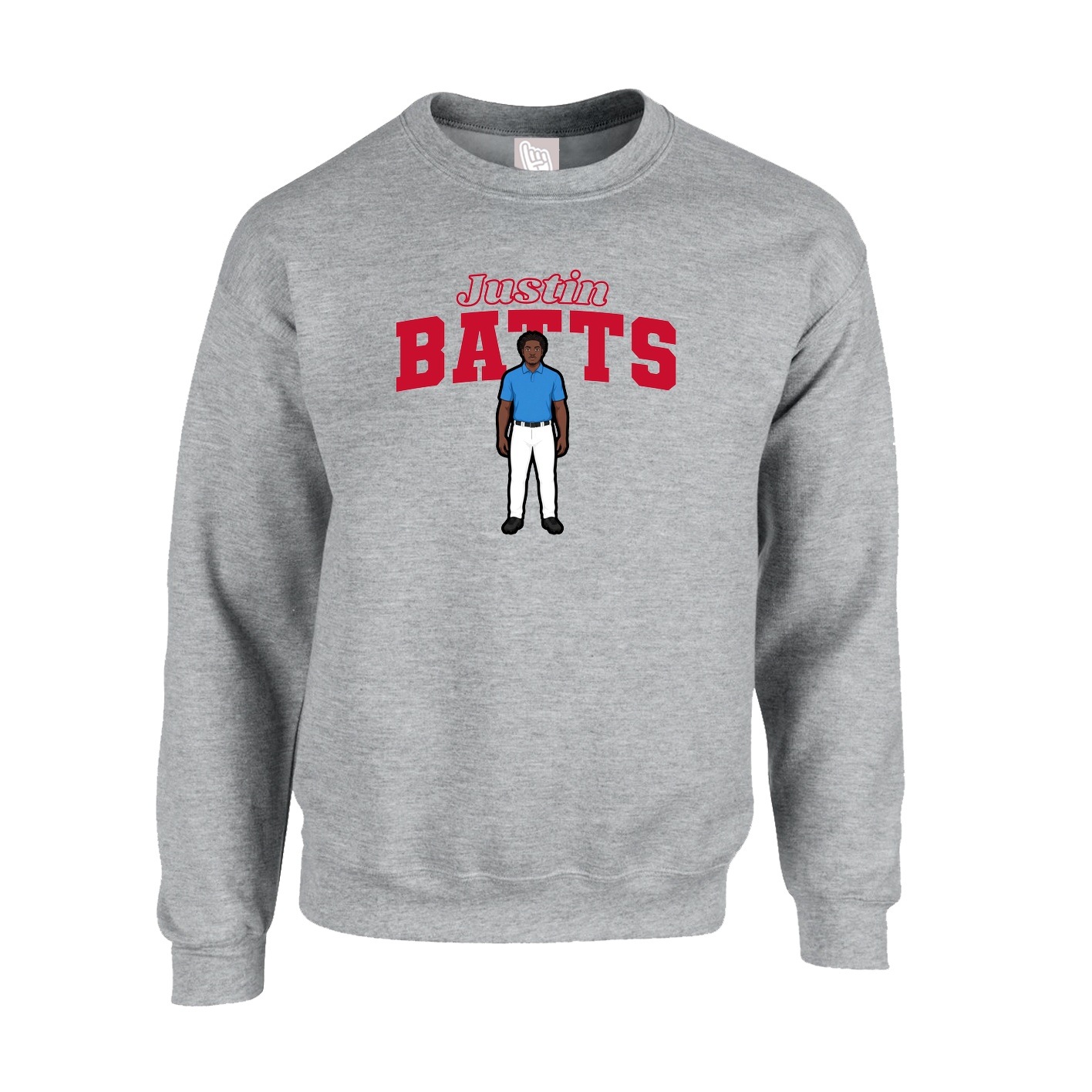 Fleece Crew — Name Arch in Grey