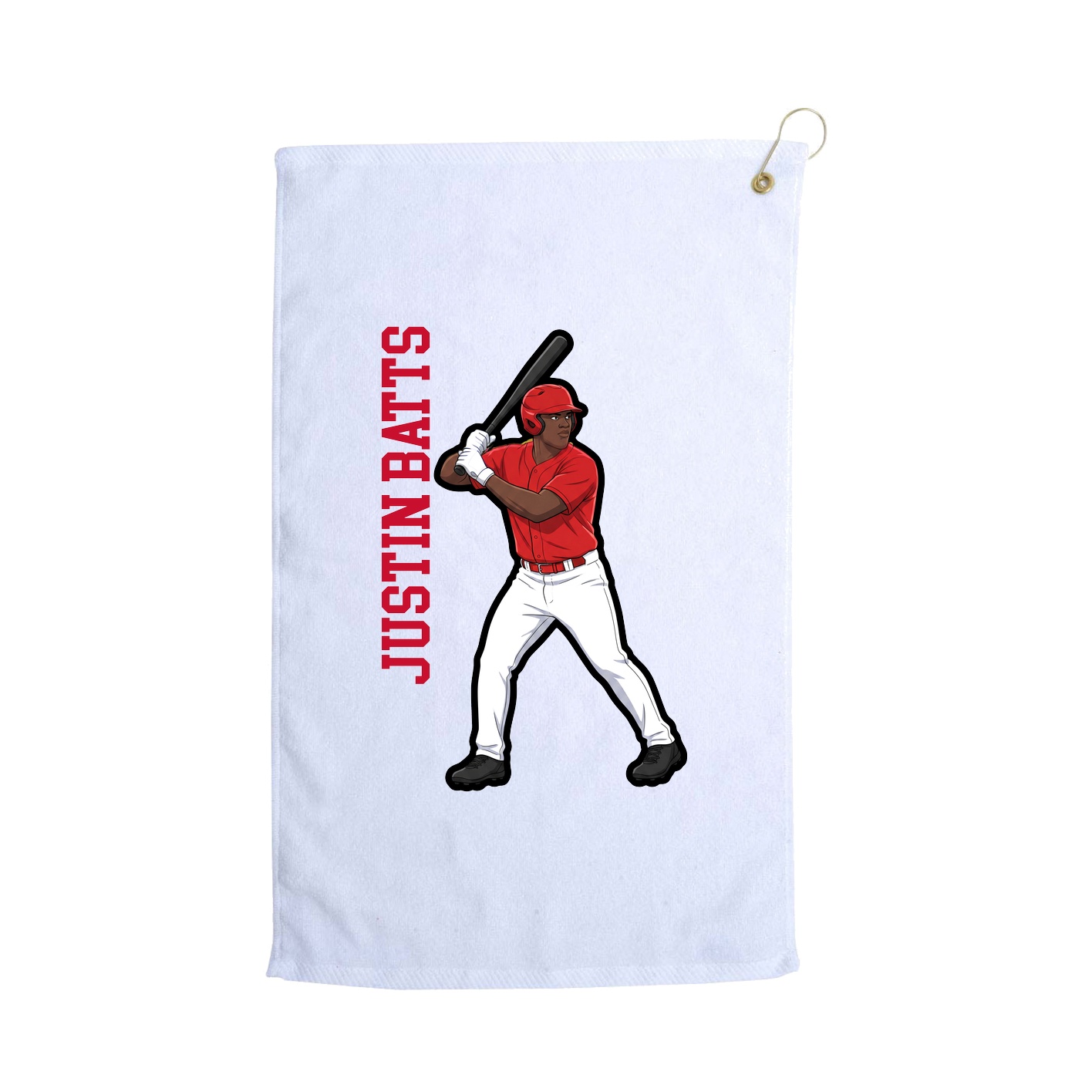 Golf Towel — Name Vertical in White