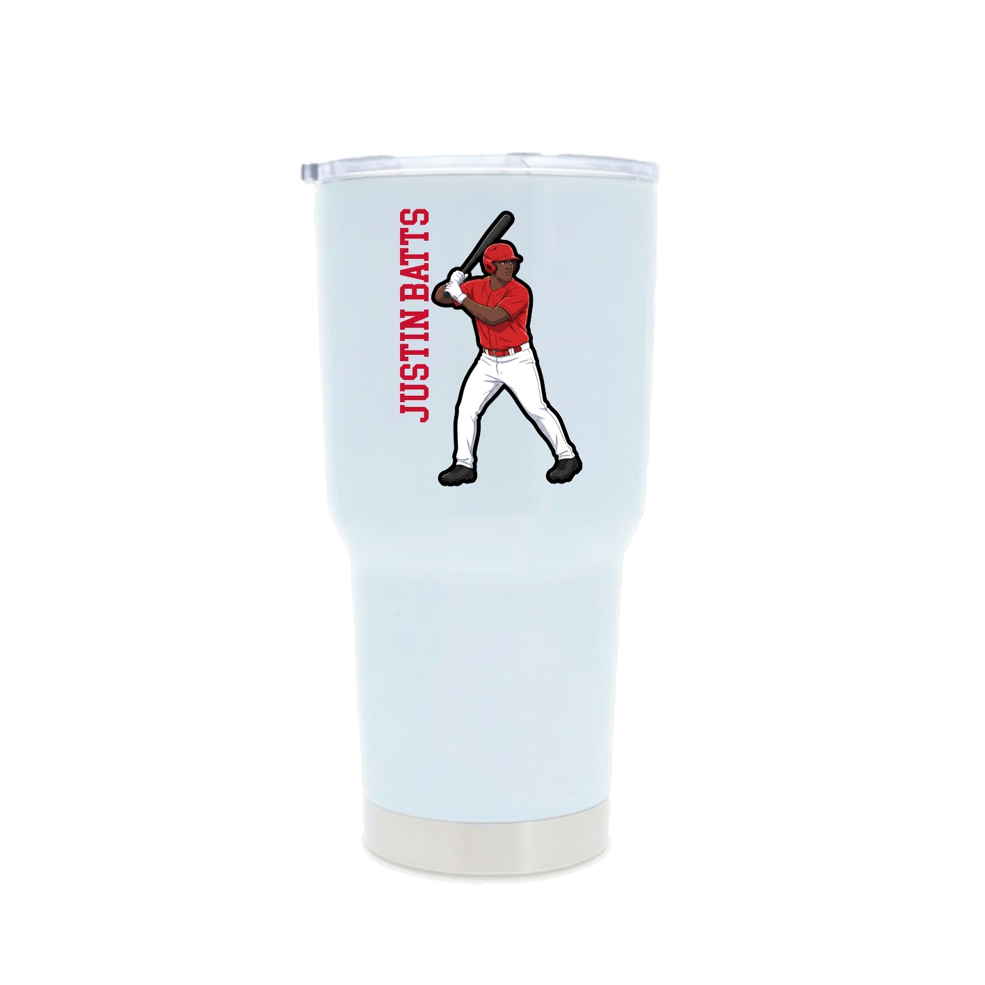 30oz Stainless Steel Tumbler — Name Vertical in White