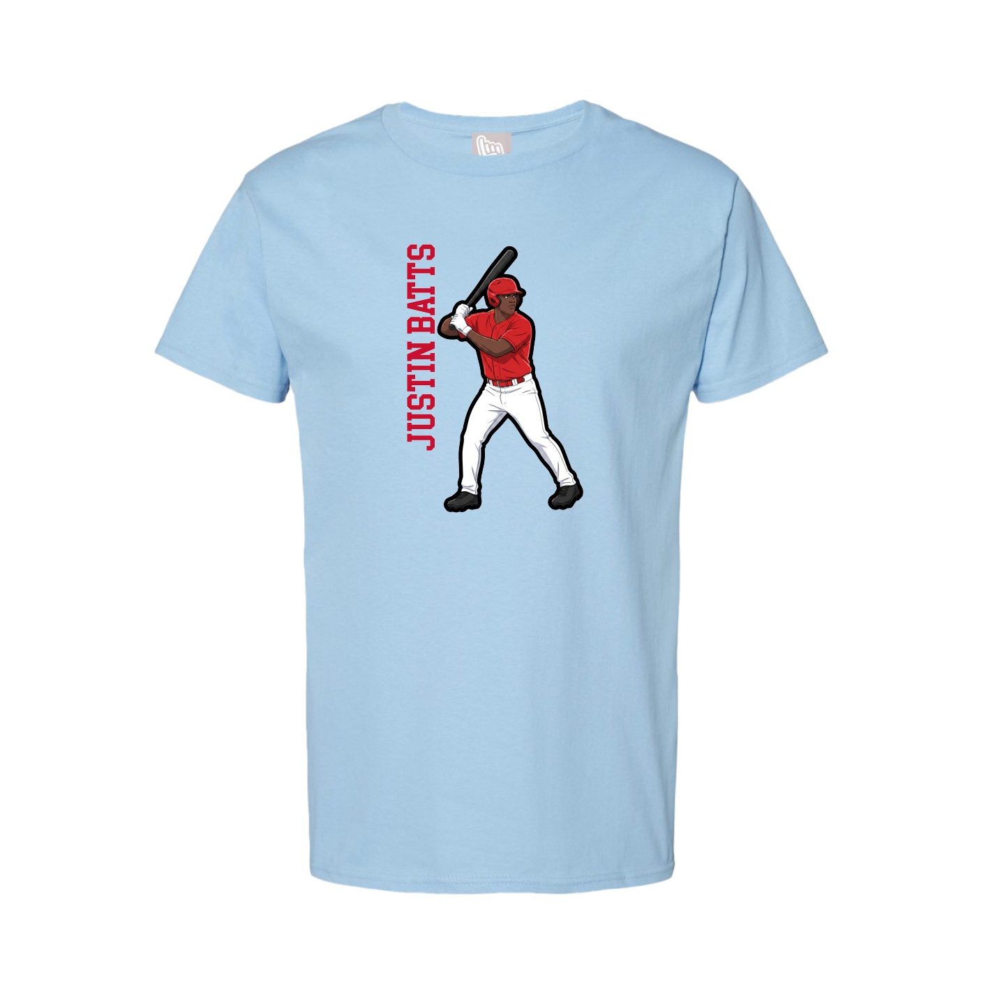 Tee — Name Vertical in Light Blue