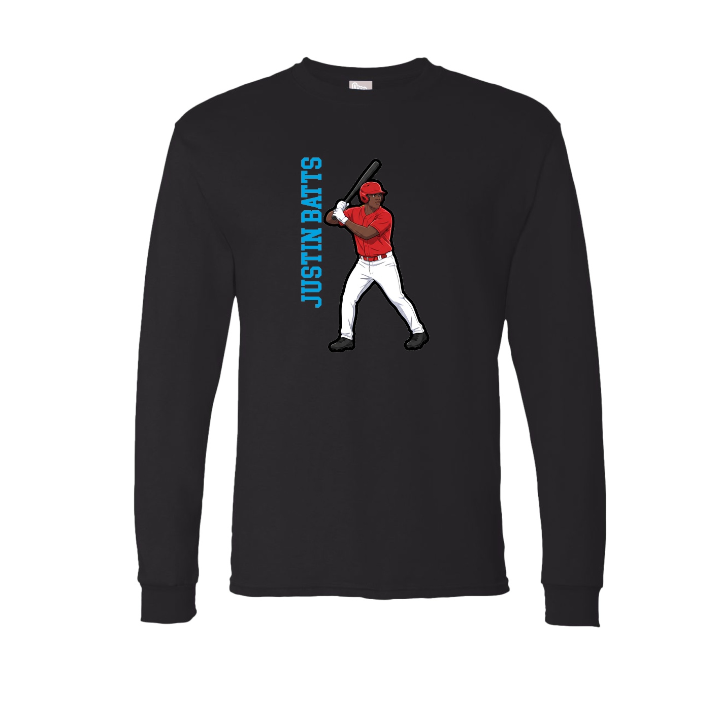 Long Sleeve Tee — Name Vertical in Black