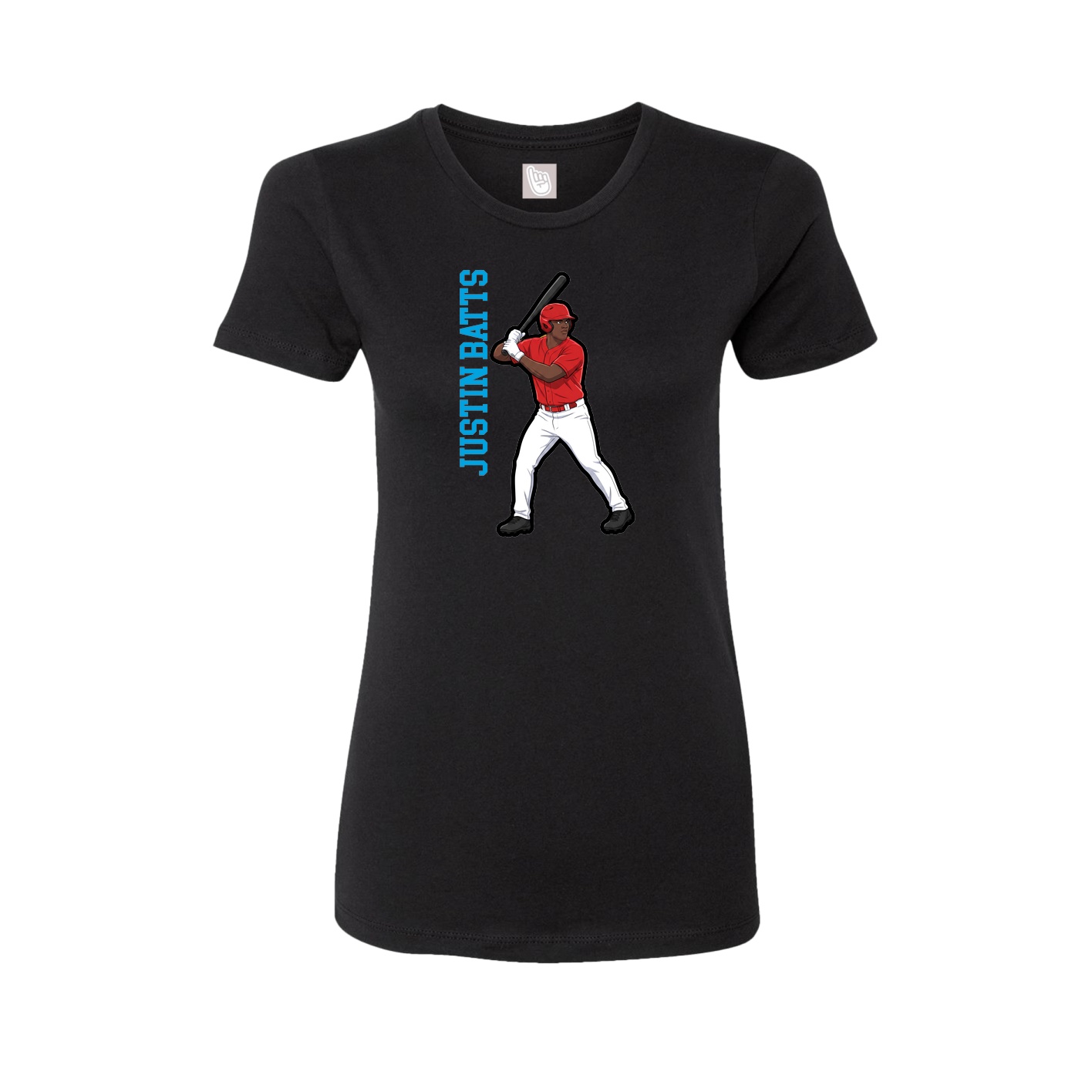 Womens Tee — Name Vertical in Black